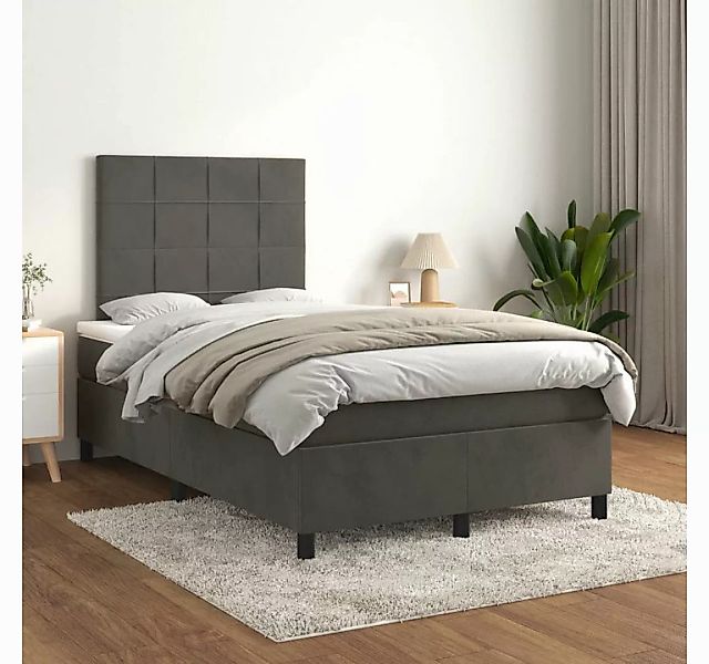 vidaXL Boxspringbett Boxspringbett mit Matratze Dunkelgrau 120x200 cm Samt günstig online kaufen