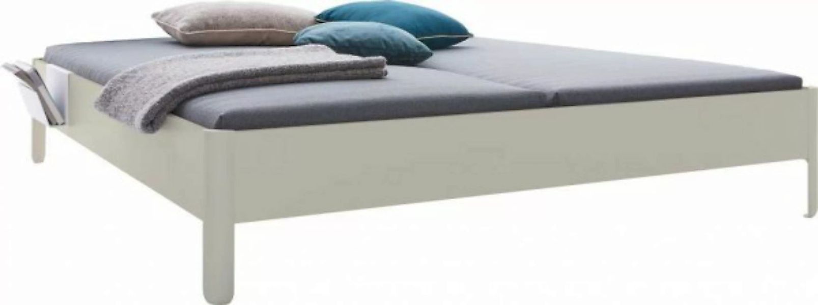 NAIT Doppelbett farbig lackiert Kieselgrau 200 x 220cm Ohne Kopfteil günstig online kaufen