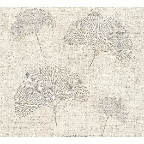 A.S. Création Vliestapete Designbook Ginkgoblatt Beige-Silber FSC® günstig online kaufen