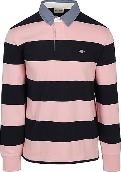 Gant Heavy Rugger Shield Poloshirt Streifen Navy Rosa - Größe L günstig online kaufen