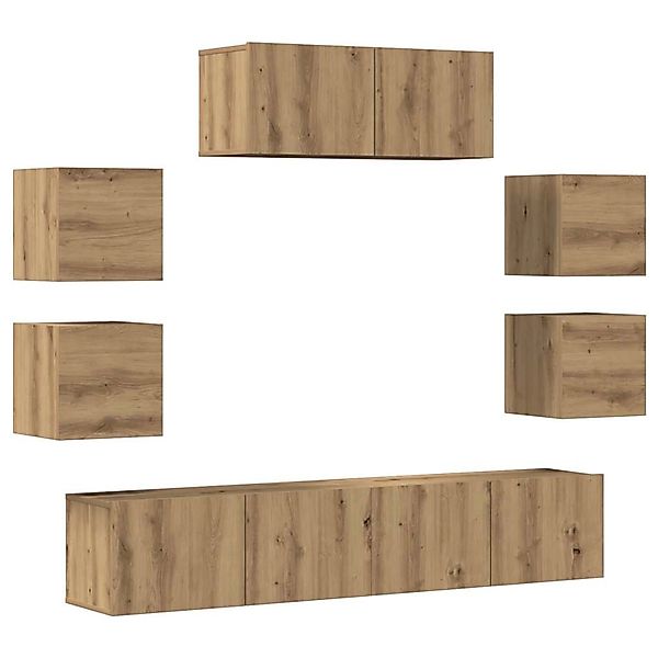 vidaXL 7-Tlg TV-Schrank-Set Wandmontage Artisan-Eiche Holzwerkstoff 3329014 günstig online kaufen