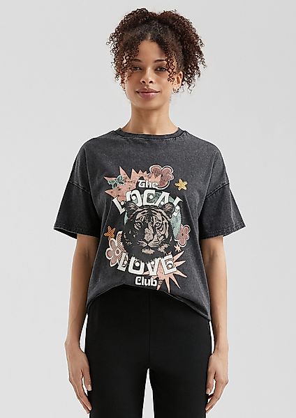QS Kurzarmshirt Gewaschenes T-Shirt im Oversized günstig online kaufen