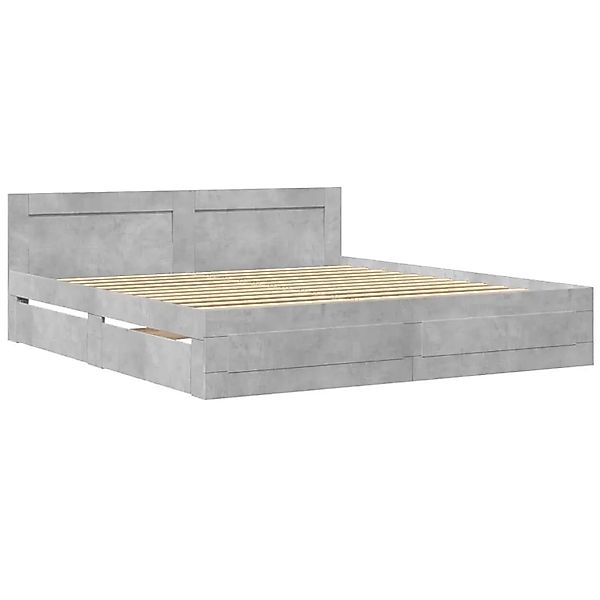 vidaXL Bettgestell mit Kopfteil Betongrau 180x200 cm Holzwerkstoff 3295544 günstig online kaufen