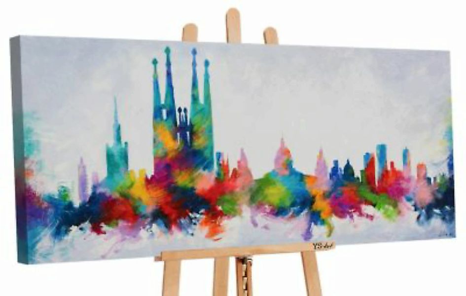 YS-Art™ "Gemälde Acryl ""Barcelona Farben"" handgemalt auf Leinwand 115x50 günstig online kaufen