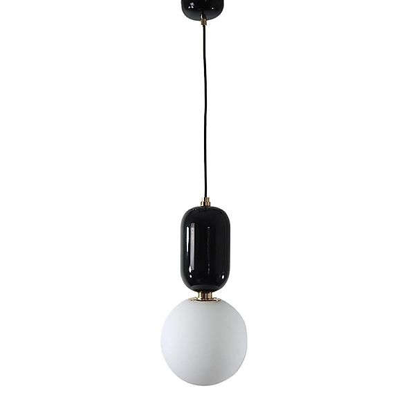 Dapo Decken Pendelleuchte Nova 25cm Schwarz Metall Glas E14 IP20 günstig online kaufen