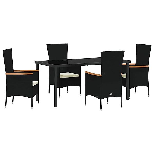 vidaXL Garten Essgruppe mit Kissen 5-Tlg Schwarz Poly Rattan 3379425 günstig online kaufen