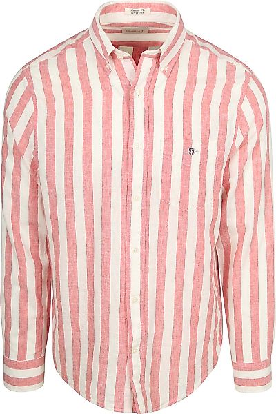 Gant Cotton Linen Hemd Stripe Rosa - Größe L günstig online kaufen