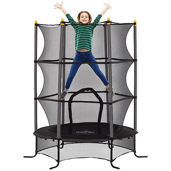 HOMCOM Kids Trampoline Stahl Kunststoff Schwarz Ø163 x H190 cm günstig online kaufen