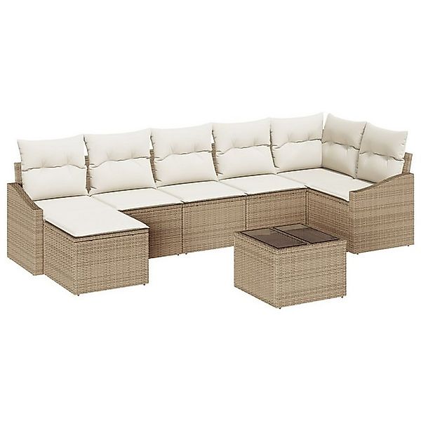 vidaXL Loungesofa 8-tlg. Garten-Sofagarnitur mit Kissen Braun Poly Rattan, günstig online kaufen