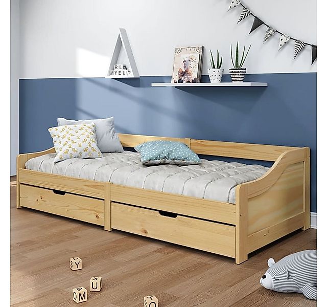 vidaXL Bett, Tagesbett mit 2 Schubladen IRUN 90x200 cm Massivholz Kiefer günstig online kaufen
