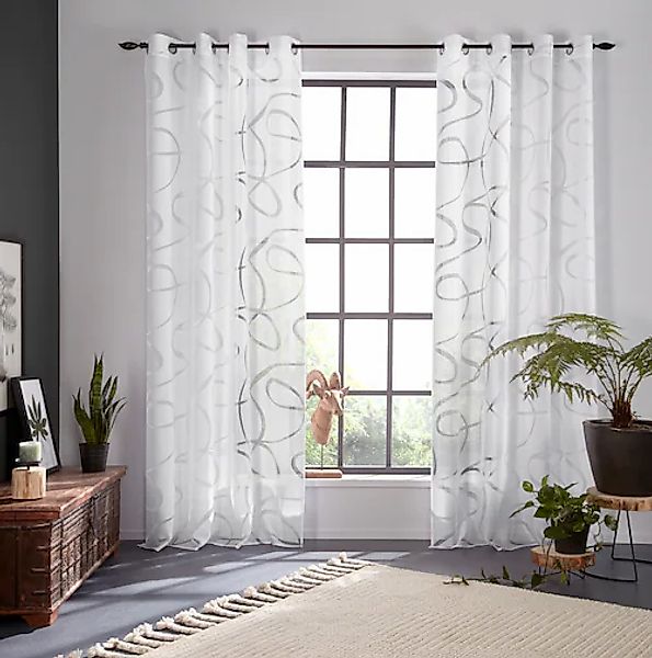 Bruno Banani Gardine »Tilo« Ösen 1 Stk. tlg. transparent, Ausbrenner, geweb günstig online kaufen