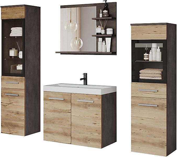 welltime Badmöbel-Set MADRIT, (Komplett-Set, 5-St., mit Waschbecken), Wasch günstig online kaufen