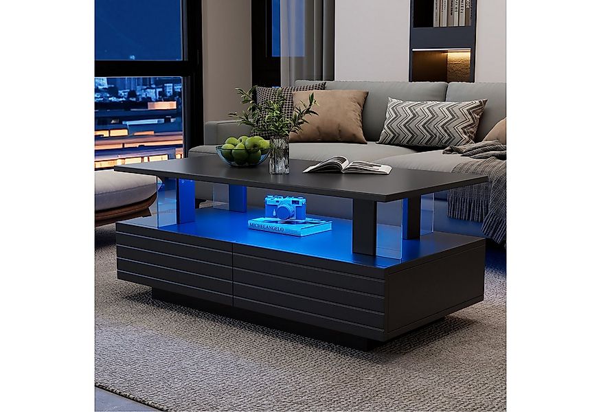 STILVORA Couchtisch schwarz Acryl-LED-wohnzimmertisch mit Bluetooth-Handy-A günstig online kaufen