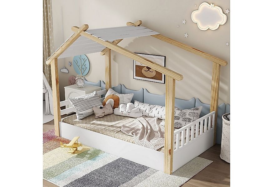 Flieks Kinderbett, Holzbett Einzelbett Hausdesign mit stabilen Lattenroste günstig online kaufen