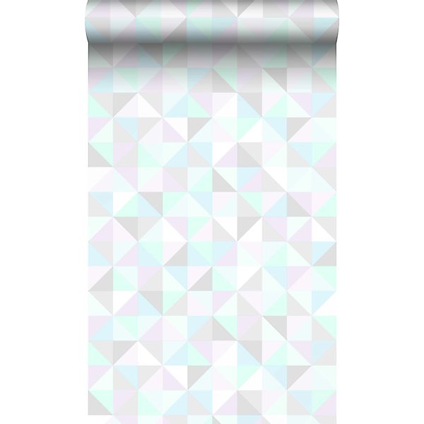 Origin Wallcoverings Tapete Dreiecke Pastellviolett Pastell Mintgrün Silber günstig online kaufen