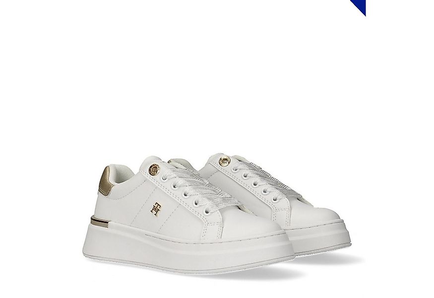 Tommy Hilfiger Sneaker Freizeitschuh, Halbschuh, Schnürer mit goldfarbenen günstig online kaufen