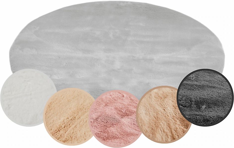 my home Hochflor-Teppich "Lugano" rund 30 mm Höhe Kunstfell, Uni Farben, se günstig online kaufen