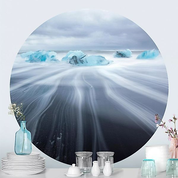 Runde Tapete selbstklebend Eislandschaft günstig online kaufen
