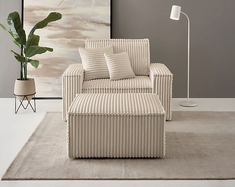 andas Loveseat "FINNLEY, Loveseat & Hocker im Set, trendige Stoffe, inkl. Z günstig online kaufen