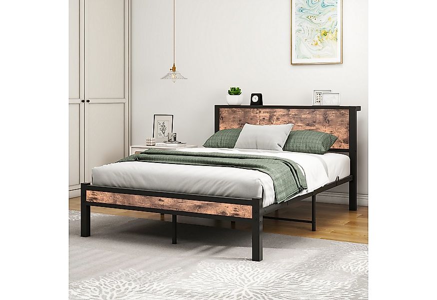 HOMERECOMMEND Metallbett mit MDF-Kopfteil, Lattenrost, modernes Design (1-t günstig online kaufen