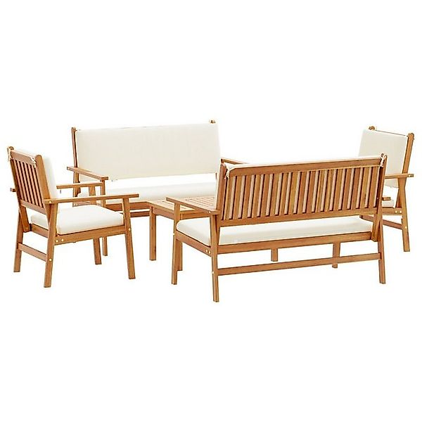 vidaXL Loungesofa 5-teiliges Garten-Sofa-Set mit Kissen aus massivem nholz, günstig online kaufen