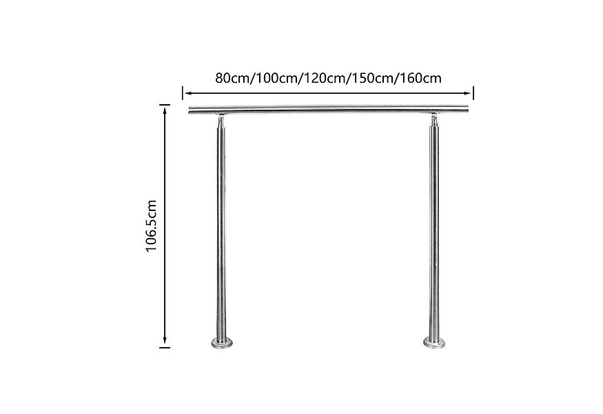 Clanmacy Treppengeländer Geländer Edelstahl Handlauf 80-160cm 0-5 Querstreb günstig online kaufen