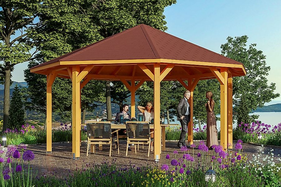 Skan Holz Pavillon Nice 3 Leimholz 557 cm x 557 cm Eiche hell günstig online kaufen