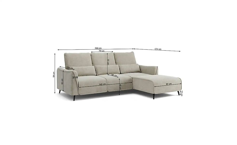 Selsey Ecksofa Rumbia   ¦ beige ¦ Maße (cm): B: 244 H: 94 Polstermöbel > So günstig online kaufen