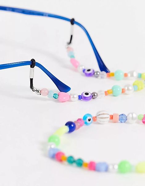 ASOS DESIGN – Sonnenbrillenkette mit bunten Perlen-Mehrfarbig günstig online kaufen