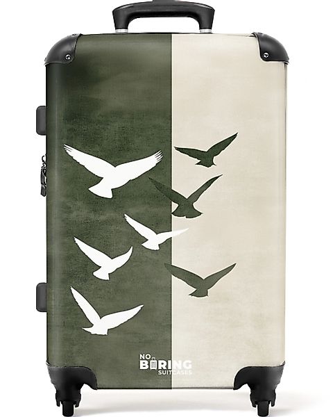 NoBoringSuitcases.com© Hartschalen-Trolley Vögel mit grünem und günstig online kaufen