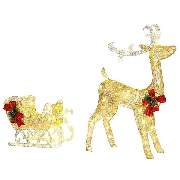 KOMFOTTEU Weihnachtsfigur LED-Rentier mit Schlitten, Vorbeleuchtete günstig online kaufen
