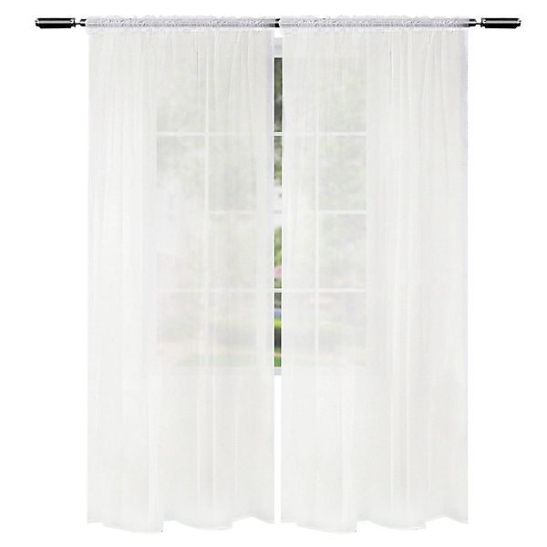 Woltu Gardine, Kräuselband (2 St), halbtransparent, günstig online kaufen