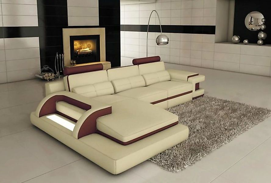 JVmoebel Ecksofa Luxus schwarz-rotes L-Form Sofa LED Beleuchtung Modern Neu günstig online kaufen