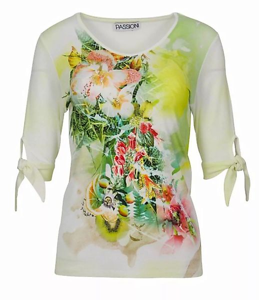 Passioni Print-Shirt T-Shirt mit Blumendruck und süßem Bindeband am Arm T-S günstig online kaufen