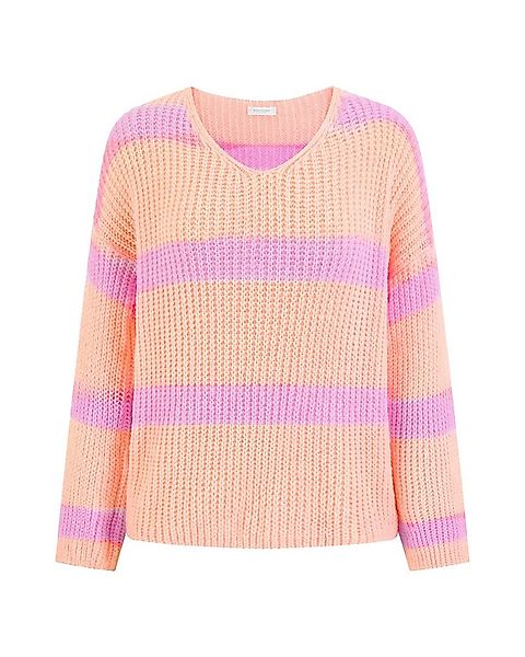 SASSYCLASSY Strickpullover Pullover mit Streifen und V-Ausschnitt für Damen günstig online kaufen