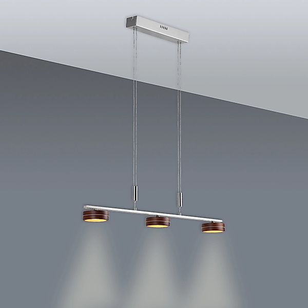 näve LED Pendelleuchte »"Triberg"«, 3 flammig, 3 flg., Schirme Holz (Eiche) günstig online kaufen