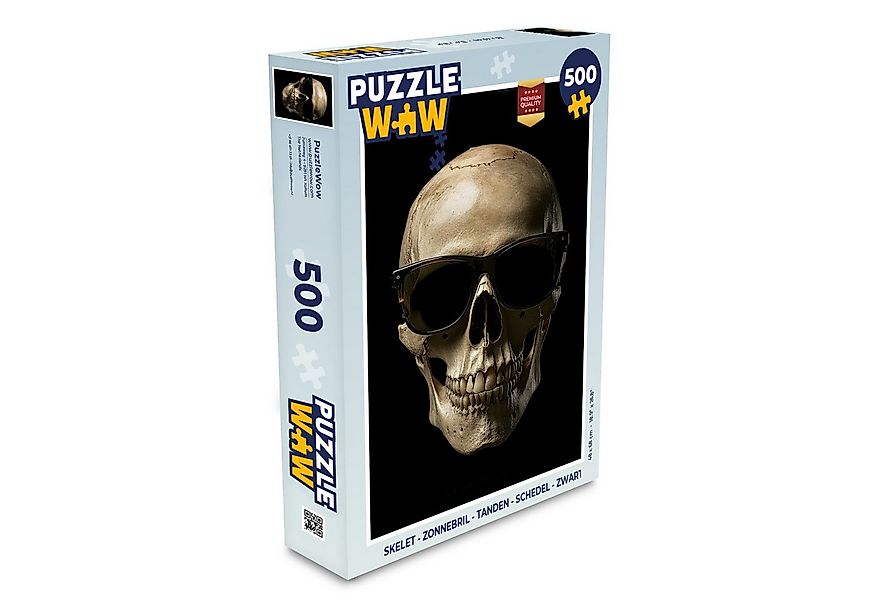 MuchoWow Puzzle Skelett - Sonnenbrille - Zähne - Totenkopf - Schwarz, 500 P günstig online kaufen