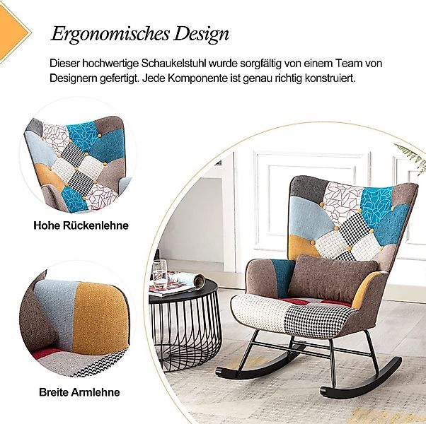 HomeMiYN Schaukelstuhl Schaukelstuhl Patchwork Sessel Schwingsessel günstig online kaufen