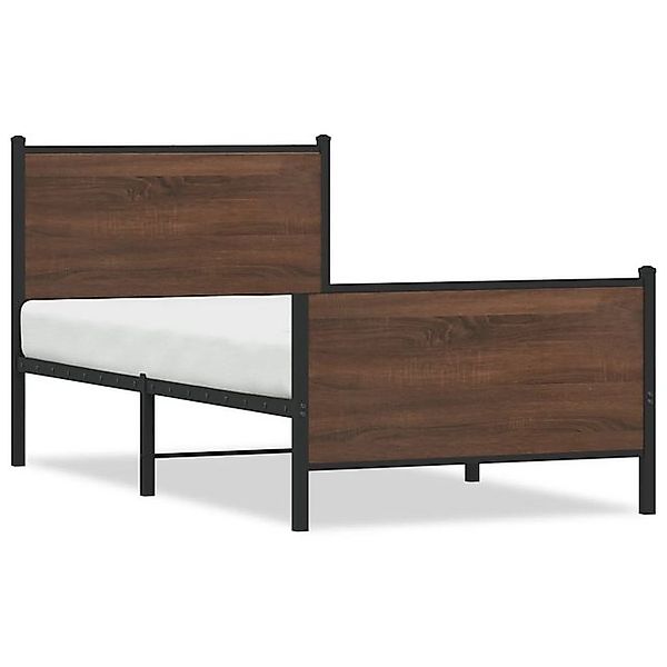 vidaXL Bett, Metallbett ohne Matratze Braun Eichen-Optik 100x200 cm günstig online kaufen