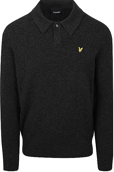 Lyle & Scott Longsleeve Poloshirt Lammwolle Schwarz - Größe S günstig online kaufen
