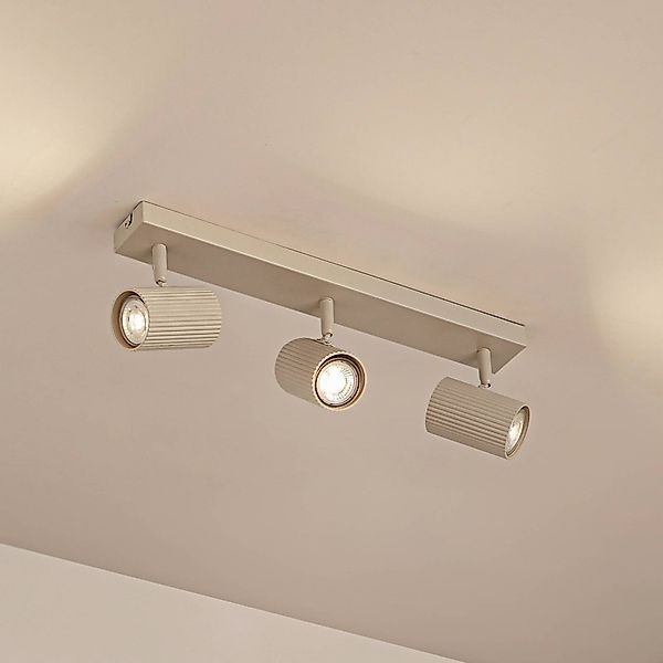 Lindby Wandleuchte Kardis, beige, 3-flg., Metall, GU10 günstig online kaufen