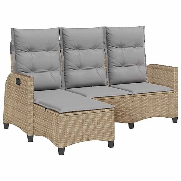 vidaXL Gartensofa mit Liegefunktion Kissen L-Form Beige Poly Rattan 4108241 günstig online kaufen