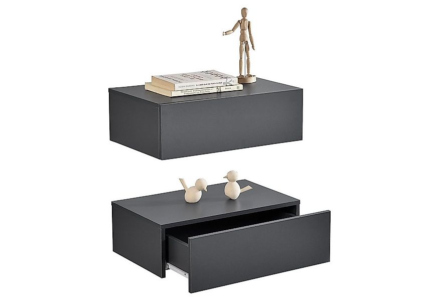 en.casa Nachtschrank »Oslo« in 2er Set mit Schublade 46x30x15cm Dunkelgrau günstig online kaufen