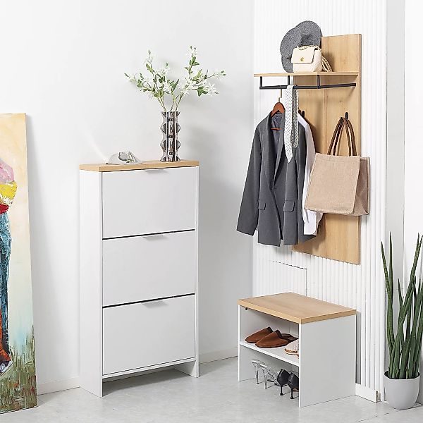 HOMCOM Schuhschrank, Schuhkipper, Schuhregal mit 3 Schubladen, Schuhkommode günstig online kaufen