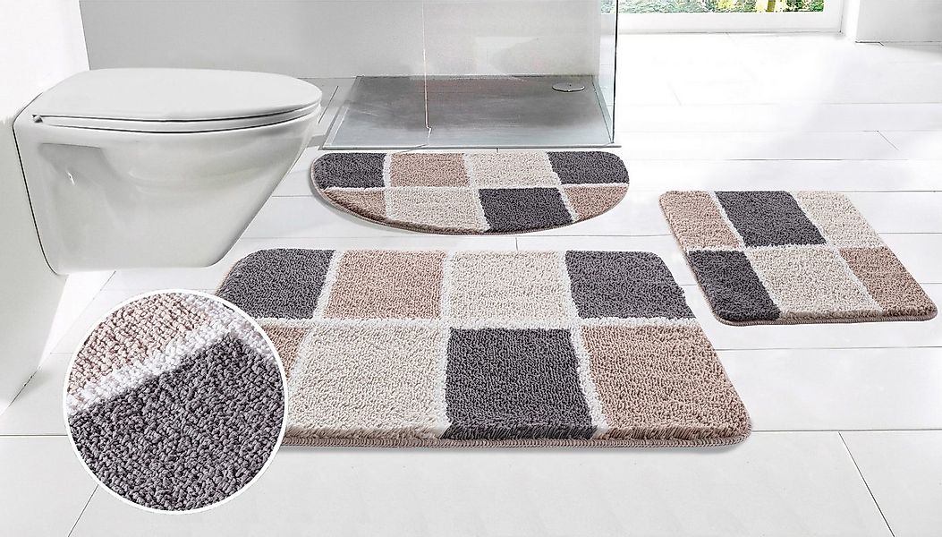 my home Badematte Anna mit Kachelmuster, Badvorleger, Badezimmer Teppich, D günstig online kaufen