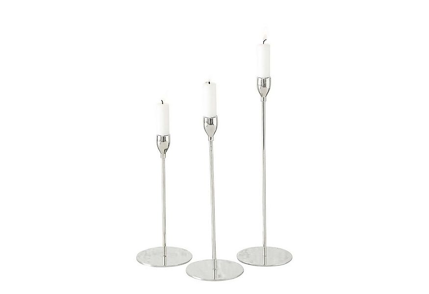 MF Kerzenständer Kerzenleuchter Set Nordic Glow – 3-teilig in glänzendem Si günstig online kaufen