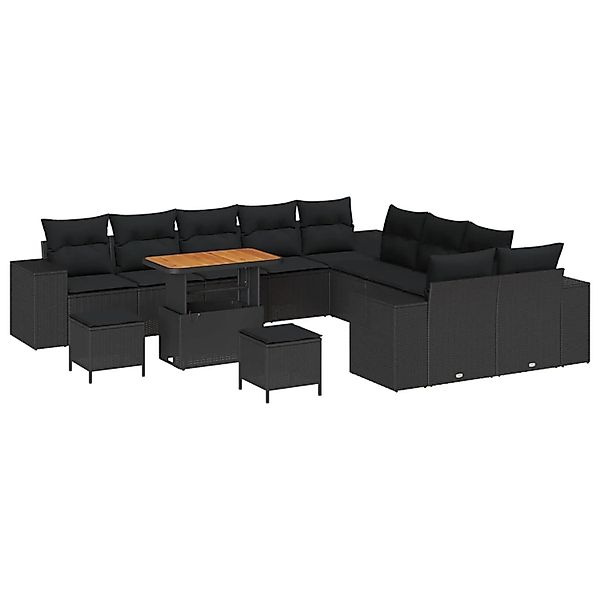 vidaXL Gartensofa-set mit Kissen 13-Tlg Schwarz Poly-Rattan 3364014 günstig online kaufen