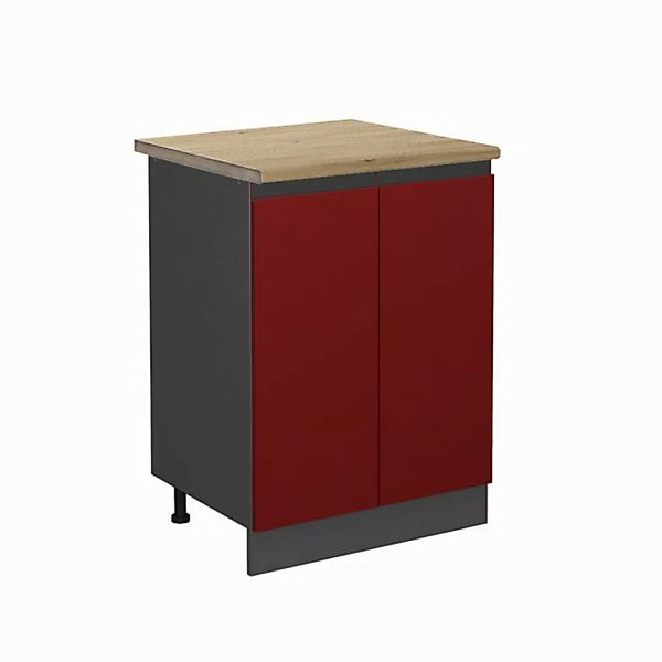 Vicco Unterschrank R-Line, Rot/Anthrazit, 60 cm, AP Eiche günstig online kaufen