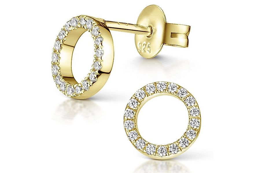 Materia Paar Ohrstecker Kreis Gold mit Zirkonia 8mm SO-439, aus 925 Sterlin günstig online kaufen