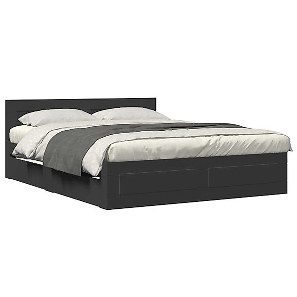 vidaXL Bettgestell mit Kopfteil Schwarz 160x200 cm Holzwerkstoff2108053 günstig online kaufen